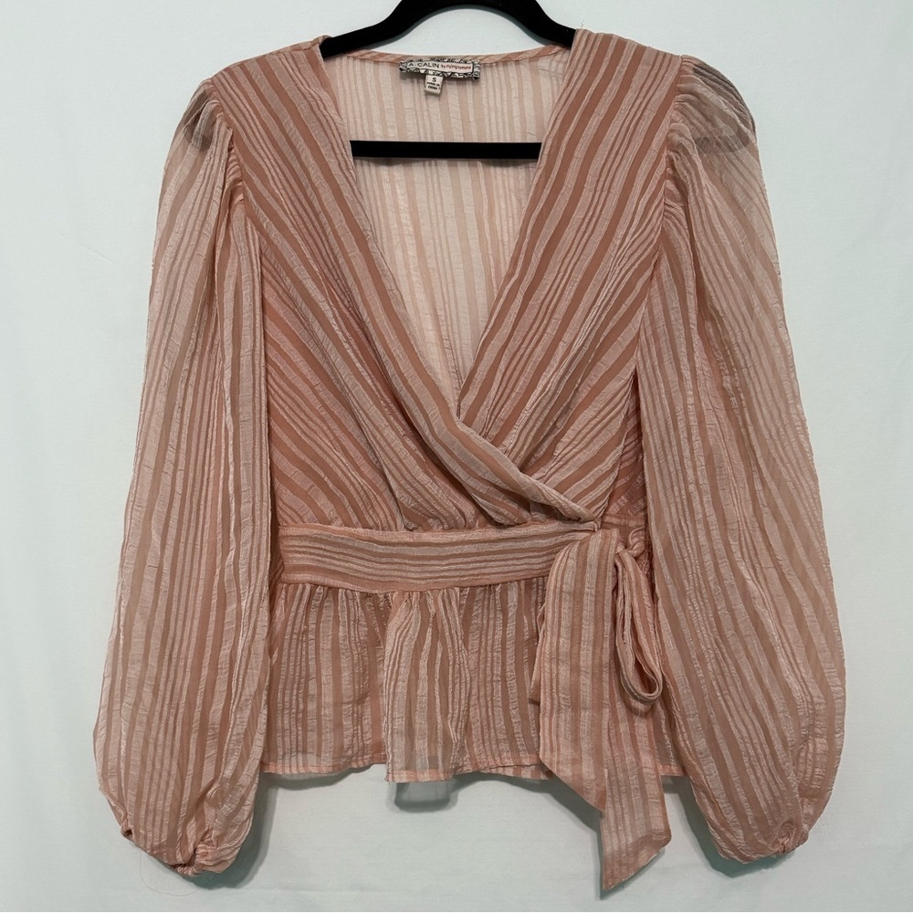 A. Calin by flying tomato blouse with long puffy sleeves and tie waist - Picture 2 of 5